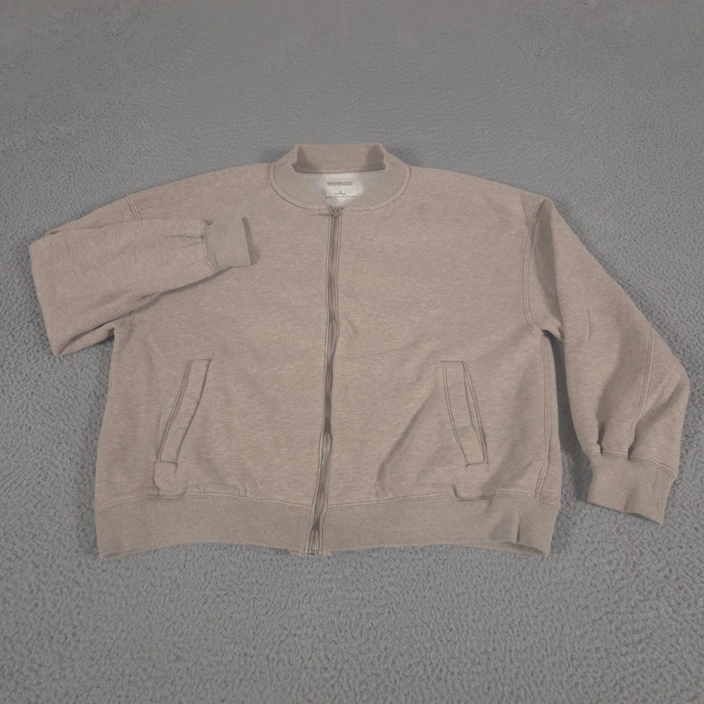 Abercrombie & Fitch Sweatshirt Mens S‎ Tan Soft A&F Max Essentials Fleece Bomber